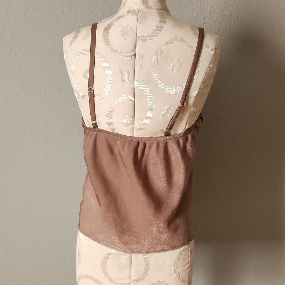 No Boundaries Satin Cami in Taupe Brown - Picture 2 of 5